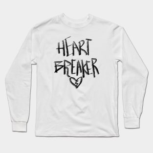 Heart Breaker Hand Lettering Brush Strokes and Cracked Heart Doodle, made by EndlessEmporium Long Sleeve T-Shirt